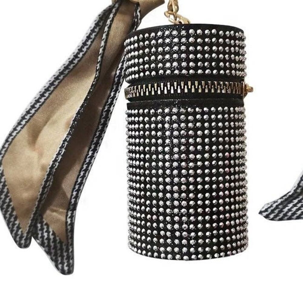 Studded Keyring Lipstick Case | Silver